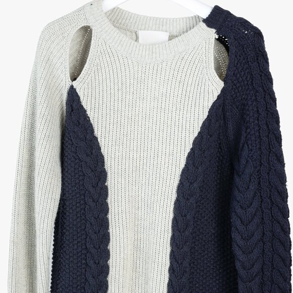 3.1 Phillip Lim AW/12 Runway Navy & Oatmeal Cable-Knit Cutout Sweater - Picture 4 of 11
